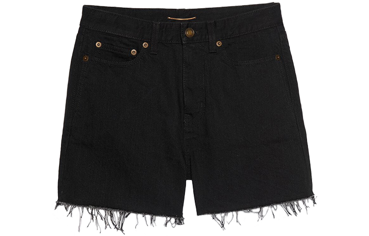 Order (W) Saint Laurent Seluar Pendek Denim Hitam Vintage Wanita 611755YF8991220