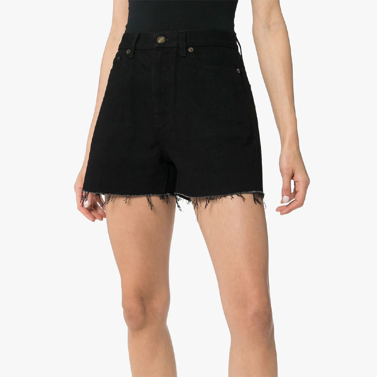 Lookbook (W) Saint Laurent Seluar Pendek Denim Hitam Vintage Wanita 611755YF8991220