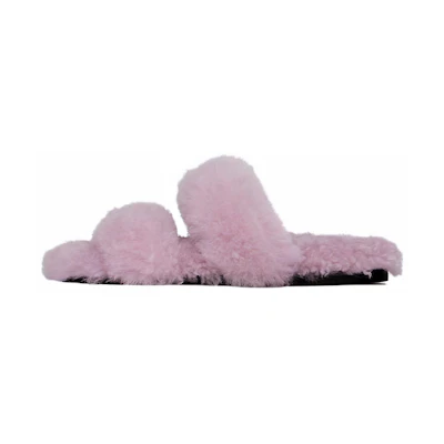 (W) Saint Laurent Fur Slide 'Light Pink'
