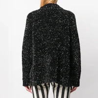 Shop (W) SAINT LAURENT FW19黑色金屬V領針織毛衣 581983YAFP21081