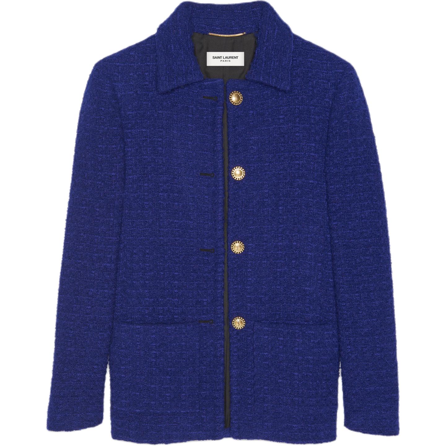 (Women) SAINT LAURENT FW21  Blue Single-Breasted Jacket with Lapel. 668536Y7D305102