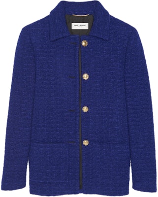 (W) SAINT LAURENT FW21 Jaket Biru Single-Breasted dengan Lapel. 668536Y7D305102 Buy (W) SAINT LAURENT FW21 Jaket Biru Single-Breasted dengan Lapel. 668536Y7D305102