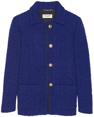 (W) SAINT LAURENT FW21 Jaket Biru Single-Breasted dengan Lapel. 668536Y7D305102 Order (W) SAINT LAURENT FW21 Jaket Biru Single-Breasted dengan Lapel. 668536Y7D305102