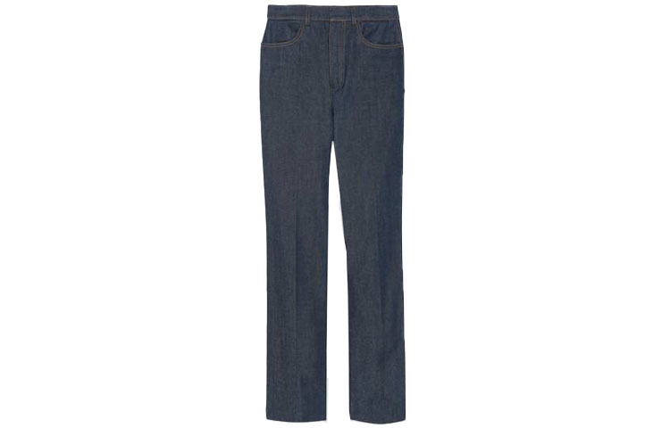 Order (Women) SAINT LAURENT FW21  Cotton Straight Long Jeans Dark Blue 688345Y5E534380