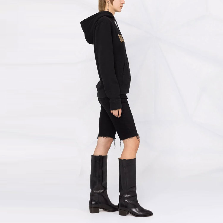 Purchase (Women) Saint Laurent FW21 Black Logo Print Front Pocket Hoodie 673412Y36LX1050