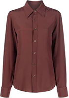 Order (Women) SAINT LAURENT FW21 Button-Up Solid Long Sleeve Shirt Women Marron Red 663493Y100W6104