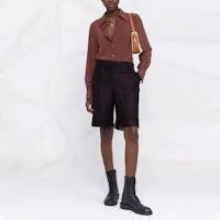Lookbook (Women) SAINT LAURENT FW21 Button-Up Solid Long Sleeve Shirt Women Marron Red 663493Y100W6104