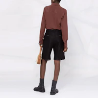 Shop (Women) SAINT LAURENT FW21 Button-Up Solid Long Sleeve Shirt Women Marron Red 663493Y100W6104