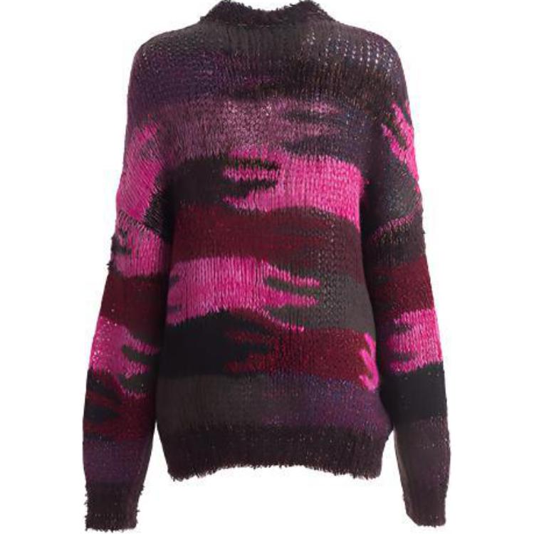 Lookbook (Women) SAINT LAURENT FW21 Colorblock Crewneck Sweater Multicolor 529719YA2SQ5587