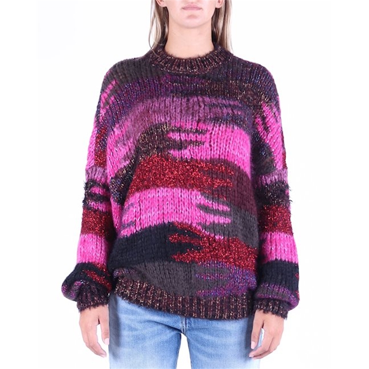 Purchase (Women) SAINT LAURENT FW21 Colorblock Crewneck Sweater Multicolor 529719YA2SQ5587