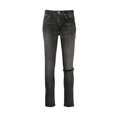 (Women) SAINT LAURENT FW21 Distressed Skinny Jeans Grey. 602798YW5001280