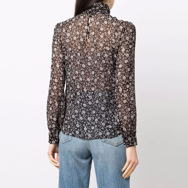 Shop (W) Saint Laurent FW21 花卉印花襯衫棕色。 660870Y5D082151