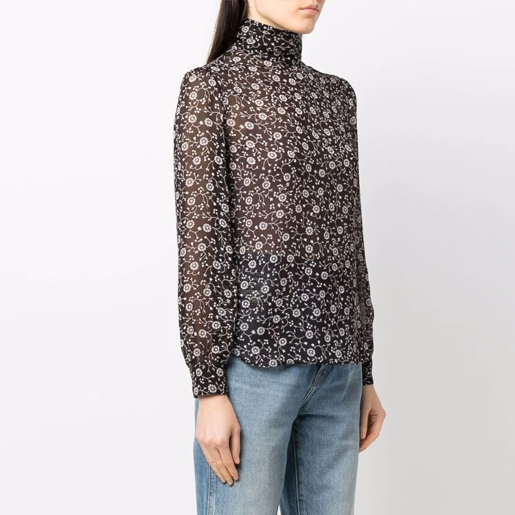 Purchase (W) Saint Laurent FW21 花卉印花襯衫棕色。 660870Y5D082151