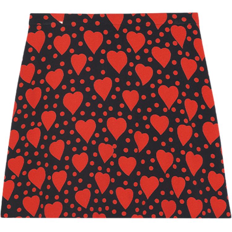 (Women) Saint Laurent FW21 Heart Print Mini Casual Skirt Women. 647997Y3C911008