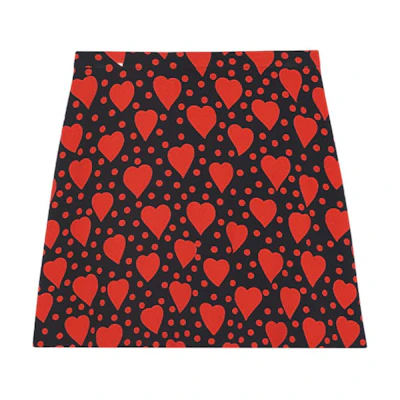 (Women) Saint Laurent FW21 Heart Print Mini Casual Skirt Women. 647997Y3C911008
