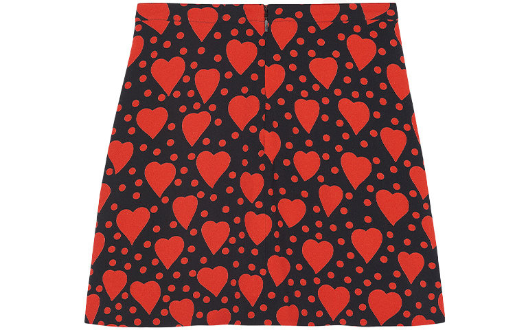 Lookbook (W) Saint Laurent FW21 Skirt Mini Wanita Cetakan Hati Kasual. 647997Y3C911008