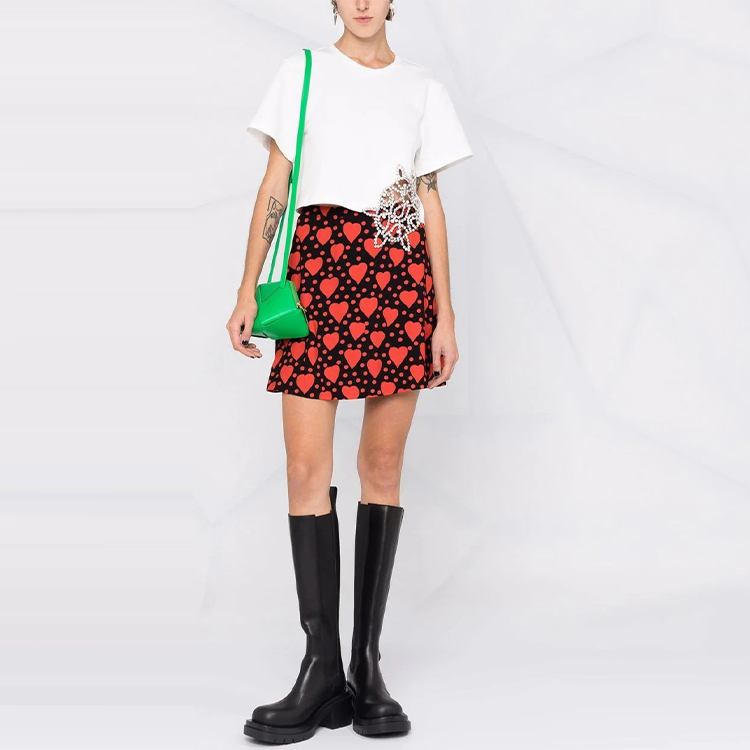 Shop (W) Saint Laurent FW21 Skirt Mini Wanita Cetakan Hati Kasual. 647997Y3C911008