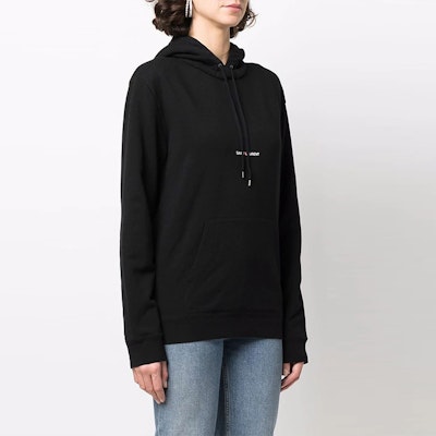 (Women) SAINT LAURENT FW21 Logo Print Hoodie Black 677256YB2EZ1035 Details for (Women) SAINT LAURENT FW21 Logo Print Hoodie Black 677256YB2EZ1035