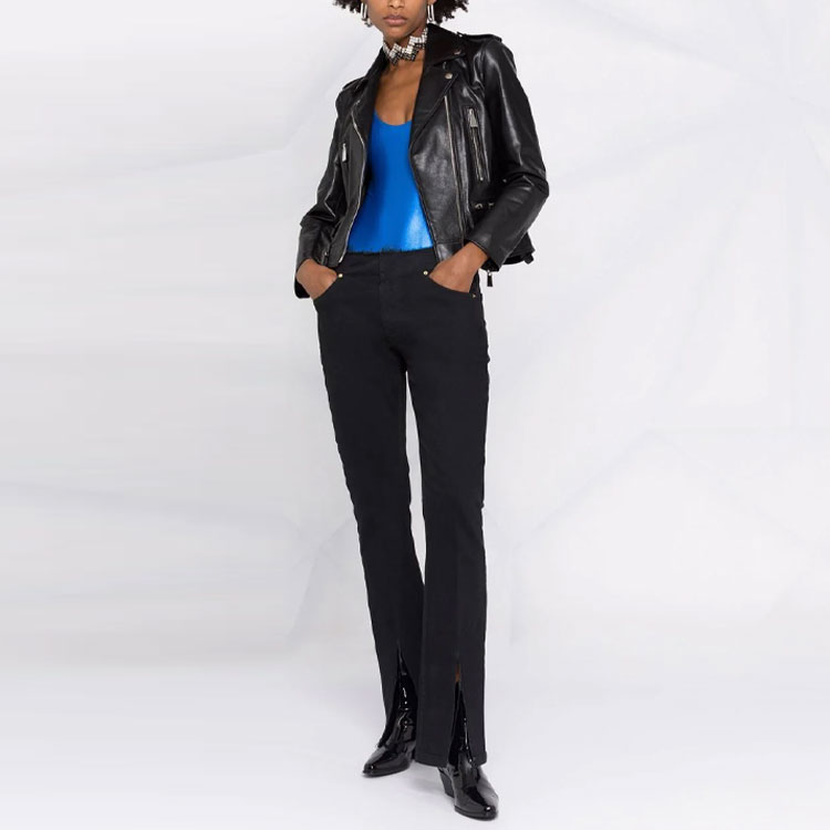 Lookbook (Women) SAINT LAURENT FW21 Metallic Knit Sleeveless Bodysuit Ladies Blue 668380Y6D334166