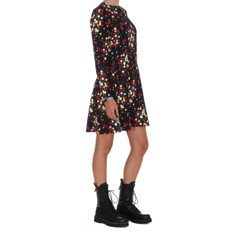 Details for (W) Saint Laurent FW21 Gaun Bercetak Bunga Multicolor Lengan Loceng Wanita. 667489Y5D231872