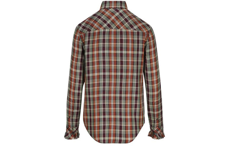 Lookbook (Women) Saint Laurent FW21 Plaid Button-Up Shirt Maroon. 663877Y22DA6577