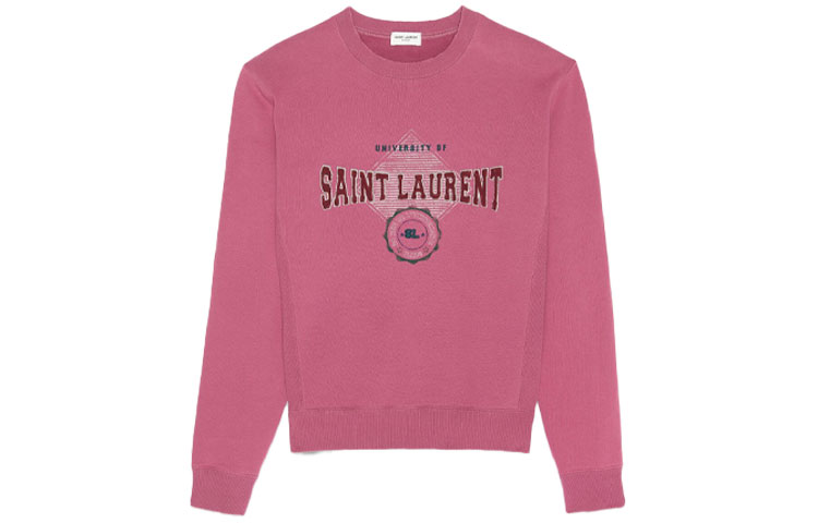 (Women) SAINT LAURENT FW21 Purple Logo Crewneck Sweatshirt with Ribbed Trim. 673413Y36LX5087