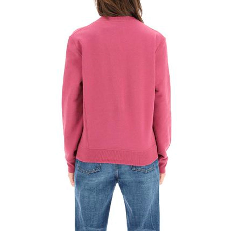 Purchase (W) SAINT LAURENT FW21 Logo Ungu Crewneck Sweatshirt dengan Pinggiran Rib. 673413Y36LX5087