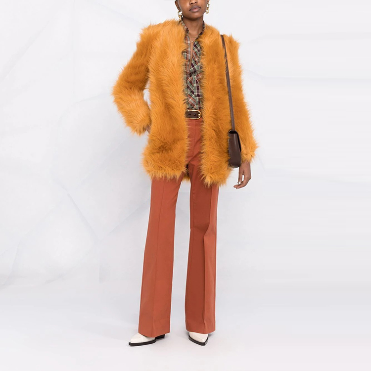 (Women) SAINT LAURENT FW21 Quilted Faux Fur Jacket Women Orange. 673148Y7D456550 圖 3