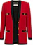 Buy (W) SAINT LAURENT FW21 Jaket Kardigan Tweed Merah dengan Aksen Metalik. 672980Y3C736231