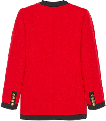(W) SAINT LAURENT FW21 Jaket Kardigan Tweed Merah dengan Aksen Metalik. 672980Y3C736231 Lookbook (W) SAINT LAURENT FW21 Jaket Kardigan Tweed Merah dengan Aksen Metalik. 672980Y3C736231