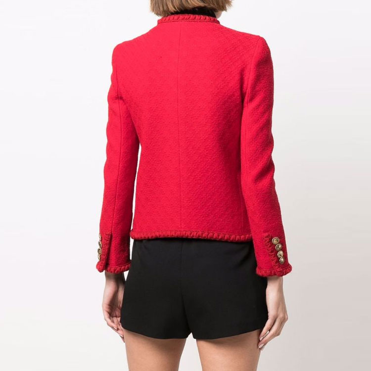 Shop (W) CHAQUETA ROJA DE TWEED SAINT LAURENT FW21 CON DETALLE DE BOTÓN LOGO. 680280Y7D286404