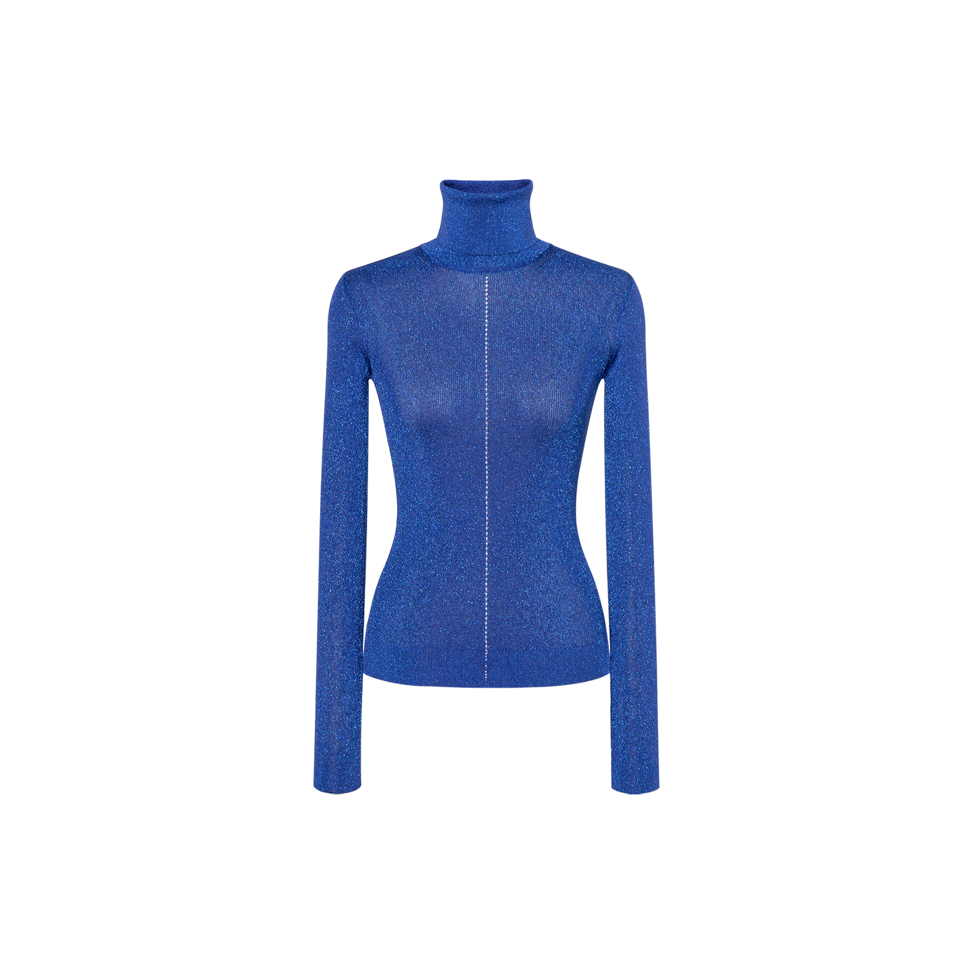 (Women) Saint Laurent FW21 Sheer Turtleneck Pullover Sweater Women’s Blue 670517Y75GK4004