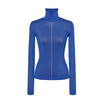 (Women) Saint Laurent FW21 Sheer Turtleneck Pullover Sweater Women’s Blue 670517Y75GK4004