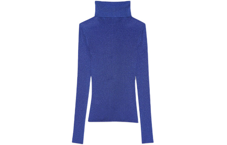 Lookbook (W) Saint Laurent FW21 Baju Turtleneck Jarang Wanita Biru 670517Y75GK4004