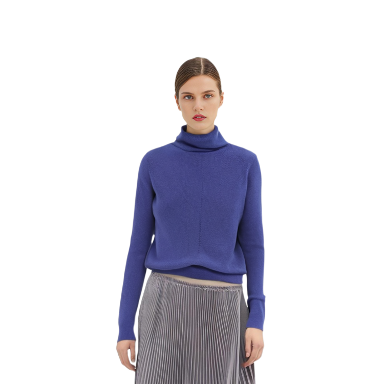 Shop (W) Saint Laurent FW21 Baju Turtleneck Jarang Wanita Biru 670517Y75GK4004