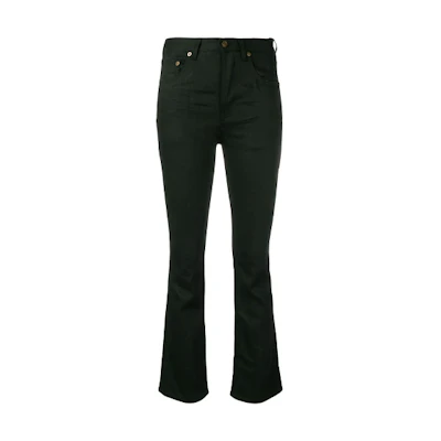 (Women) SAINT LAURENT FW21 Slim Flared Ankle Jeans Women Black 570627YF8691080