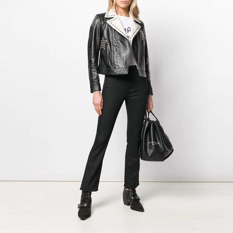 Lookbook (Women) SAINT LAURENT FW21 Slim Flared Ankle Jeans Women Black 570627YF8691080