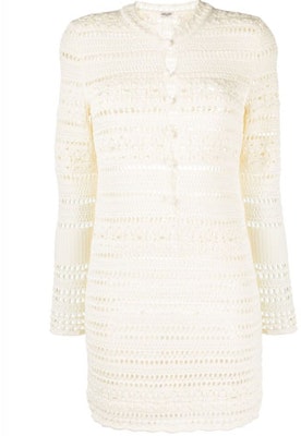 (Women) SAINT LAURENT FW21 White Knit Detail A-Line Long Sleeve Dress Fashion 646374YAVS29502 Order (Women) SAINT LAURENT FW21 White Knit Detail A-Line Long Sleeve Dress Fashion 646374YAVS29502