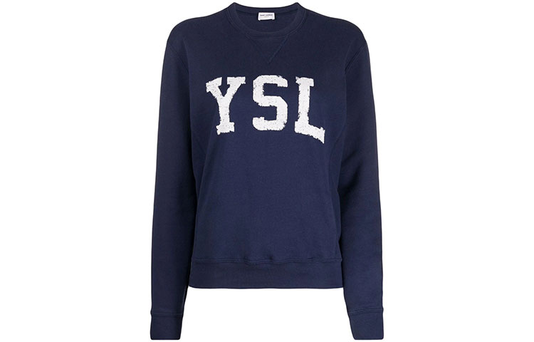 Order (W) 圣罗兰 FW21 女款 Logo 印花圆领卫衣 蓝色 666987Y36IP4201