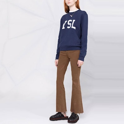 (W) 圣罗兰 FW21 女款 Logo 印花圆领卫衣 蓝色 666987Y36IP4201 Purchase (W) 圣罗兰 FW21 女款 Logo 印花圆领卫衣 蓝色 666987Y36IP4201