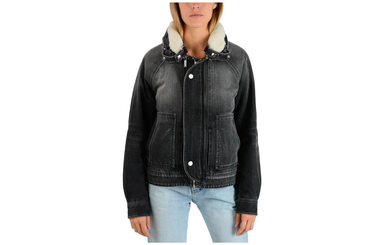 Order (Women) SAINT LAURENT FW22  Black Distressed Denim Jacket with Removable Collar. 484176-YX960-1305