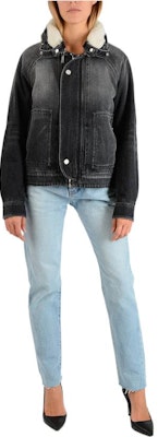 (Women) SAINT LAURENT FW22 Black Distressed Denim Jacket with Removable Collar. 484176-YX960-1305 Purchase (Women) SAINT LAURENT FW22 Black Distressed Denim Jacket with Removable Collar. 484176-YX960-1305