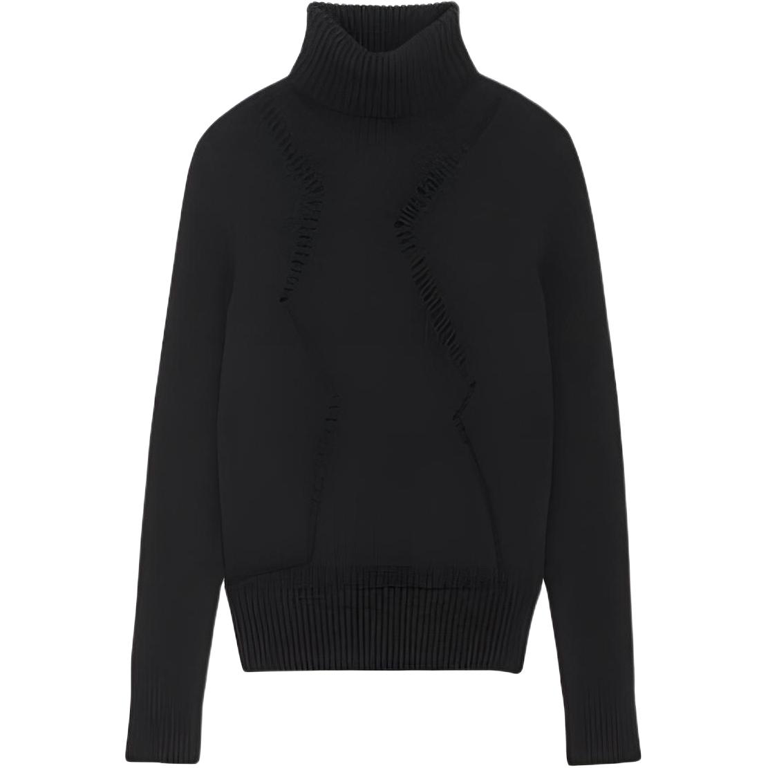 (Women) SAINT LAURENT FW22  Black High-Neck Casual Long-Sleeve Sweater. 716982Y75TT1000