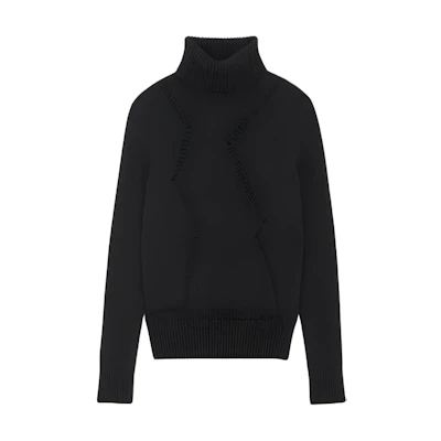 (Women) SAINT LAURENT FW22 Black High-Neck Casual Long-Sleeve Sweater. 716982Y75TT1000