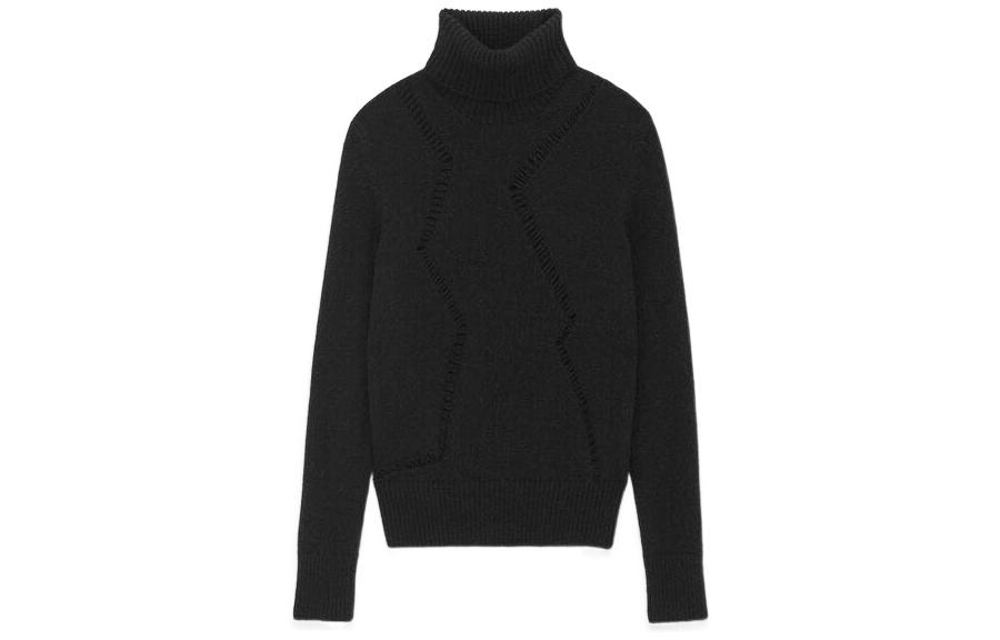 Order (Women) SAINT LAURENT FW22  Black High-Neck Casual Long-Sleeve Sweater. 716982Y75TT1000
