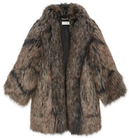 (Women) Saint Laurent FW22 Brown Faux Fur Collarless Jacket Coat. 707411Y4F671051 (Women) Saint Laurent FW22 Brown Faux Fur Collarless Jacket Coat. 707411Y4F671051