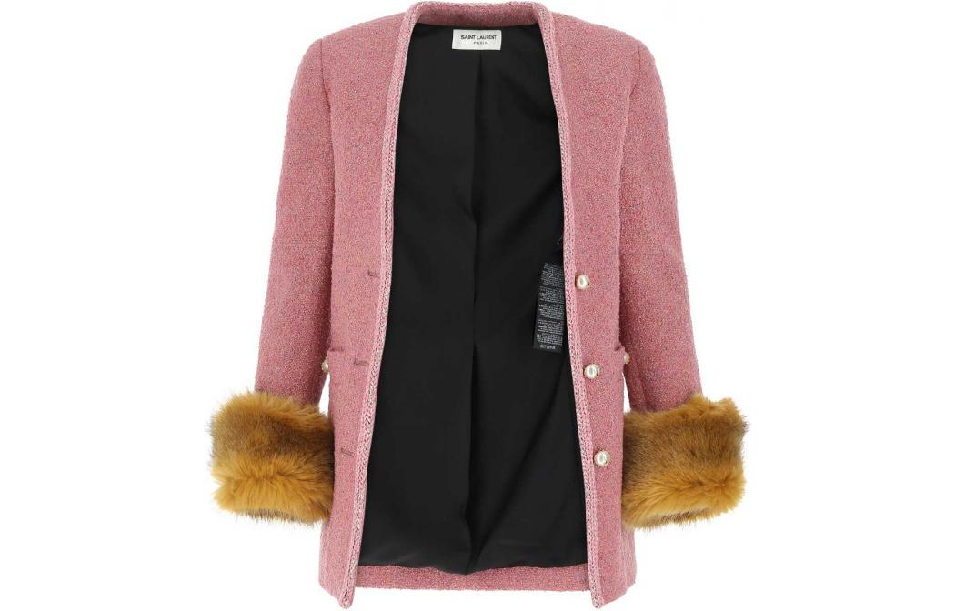 Order (W) SAINT LAURENT FW22 Blazer Single-Breasted Terry Merah Jambu 671538Y7D23-6862