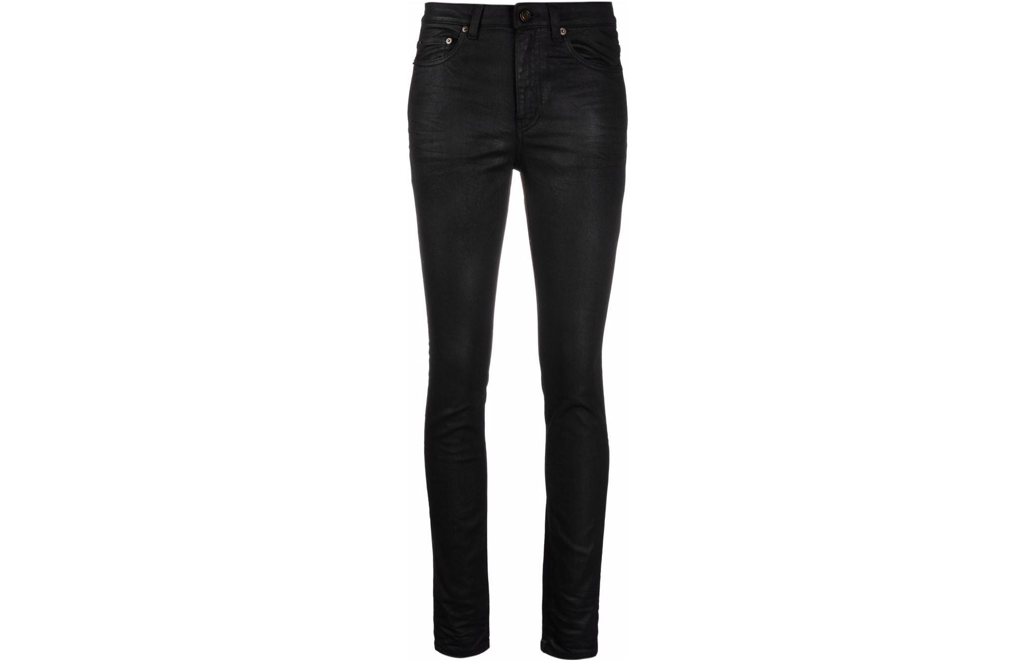 (Women) SAINT LAURENT FW22  Slim-Fit Solid Black Casual Jeans. 527379Y824K1076