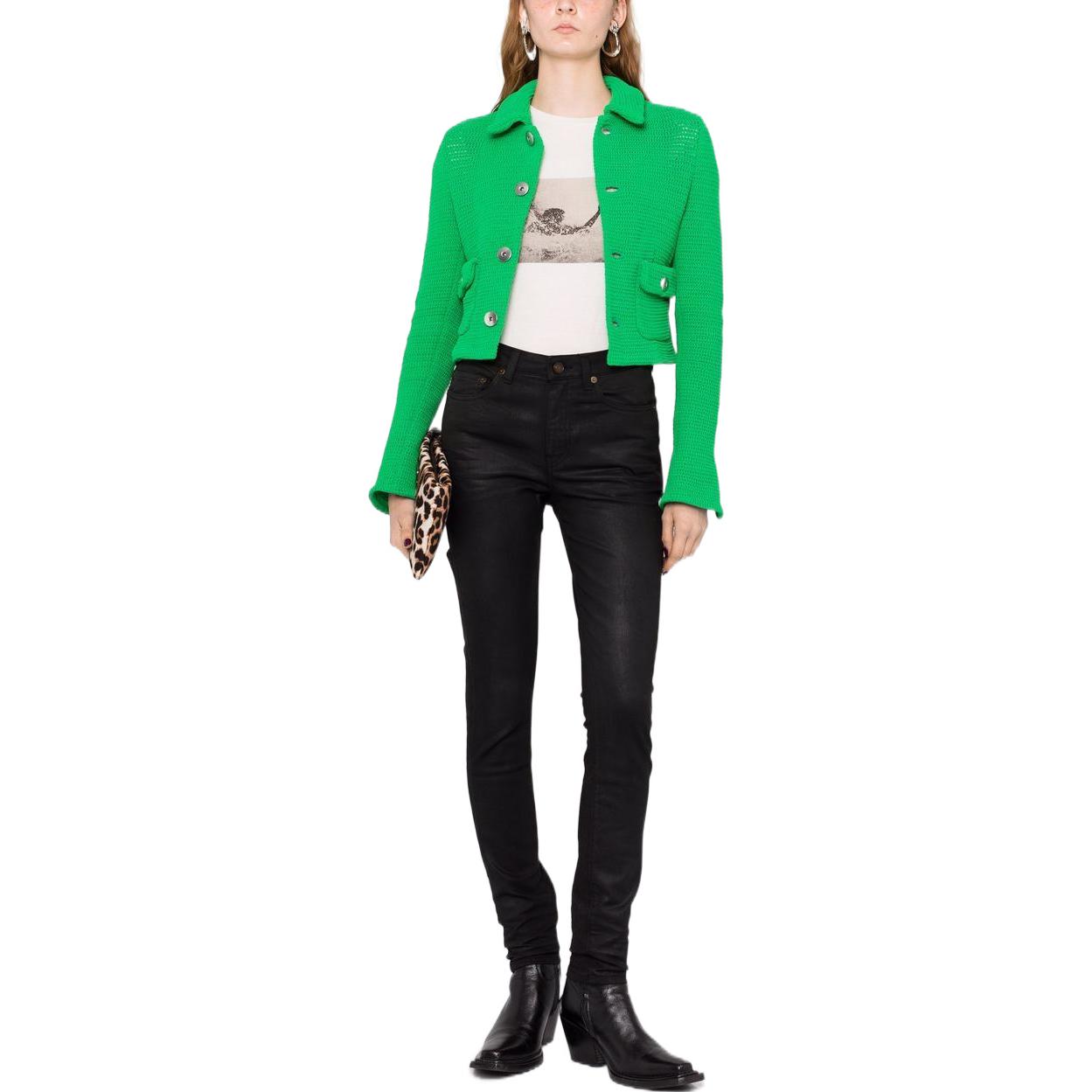 Lookbook (Women) SAINT LAURENT FW22  Slim-Fit Solid Black Casual Jeans. 527379Y824K1076