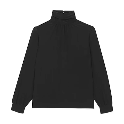 (Women) Saint Laurent FW22 Solid Pullover Shirt Black 716159Y100W1000
